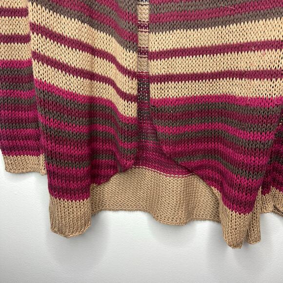 Wooden Ships Paola Buendia Striped Open Knit Cardigan Sweater M/L Boho Coastal - Picture 4 of 10
